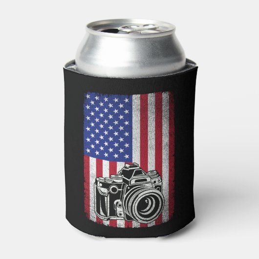 Fotograaf Fotografie Lover Amerikaanse vlag Blikjeskoeler (Blikje Voorkant)