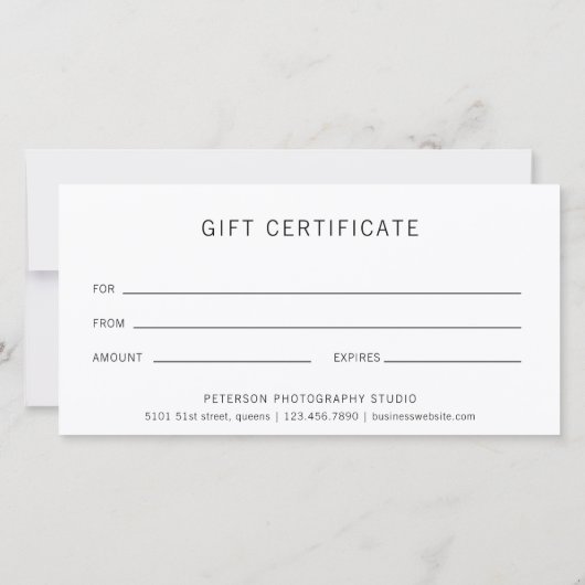 Fotograaf Fotografie Zakelijk Cadeaubon (Achterkant)