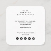 Fotograaf Foto's QR Code Social Media Icons Vierkante Visitekaartje (Achterkant)