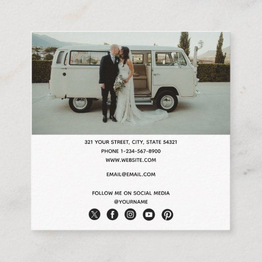 Fotograaf Foto's QR Code Social Media Icons Vierkante Visitekaartje (Achterkant)