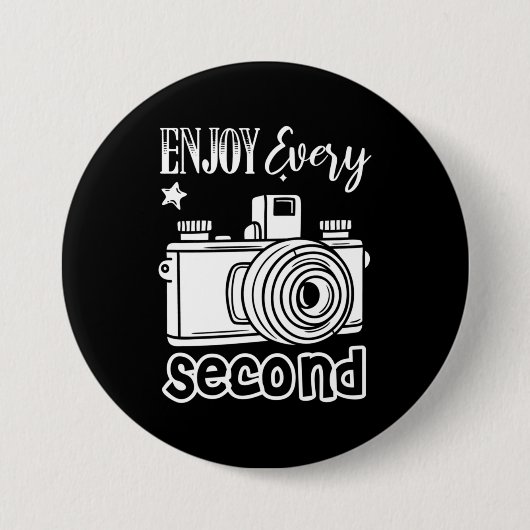 Fotograaf geniet elke seconde ronde button 7,6 cm (Voorkant)