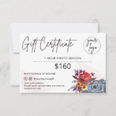 Fotograaf Gift Floral Certificaat Log (Voorkant)