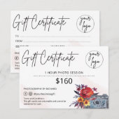 Fotograaf Gift Floral Certificaat Log (Voorkant / Achterkant)