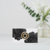 Fotograaf Gold Camera Shutter Logo Black Floral Visitekaartje (Staand voorkant)