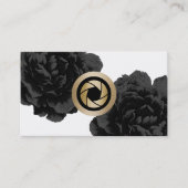 Fotograaf Gold Camera Shutter Logo Black Floral Visitekaartje (Voorkant)