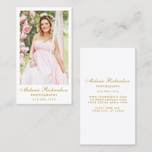 Fotograaf Gold Script Foto Visitekaartje (Voorkant / Achterkant)