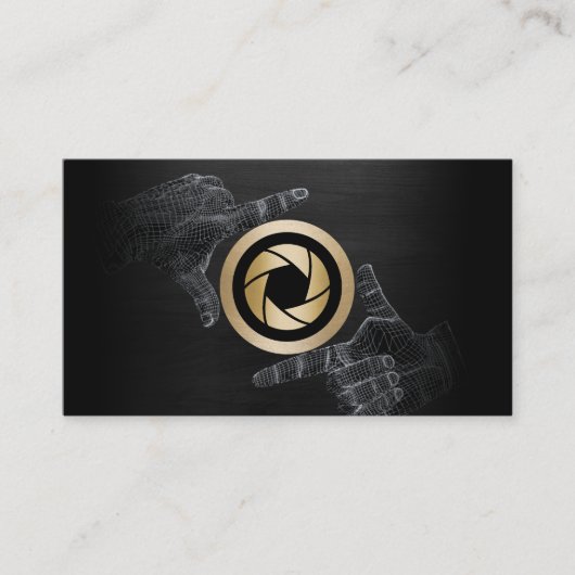 Fotograaf Gold Shutter Logo Elegant Dark Wood Visitekaartje (Voorkant)