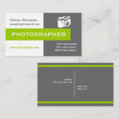 Fotograaf grijs, wit, groen in het oog springend visitekaartje (Voorkant / Achterkant)