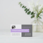 Fotograaf grijs, wit, lavender opvallend visitekaartje (Staand voorkant)