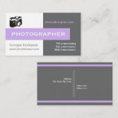 Fotograaf grijs, wit, lavender opvallend visitekaartje (Voorkant / Achterkant)