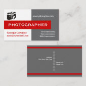 Fotograaf grijs, wit, rood in het oog vallend visitekaartje (Voorkant / Achterkant)