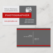 Fotograaf grijs, wit, rood in het oog vallend visitekaartje (Voorkant / Achterkant)