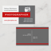 Fotograaf grijs, wit, rood in het oog vallend visitekaartje (Voorkant / Achterkant)