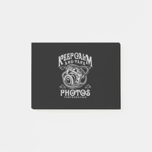 Fotograaf houdt kalm en neemt foto's post-it® notes (Voorkant)