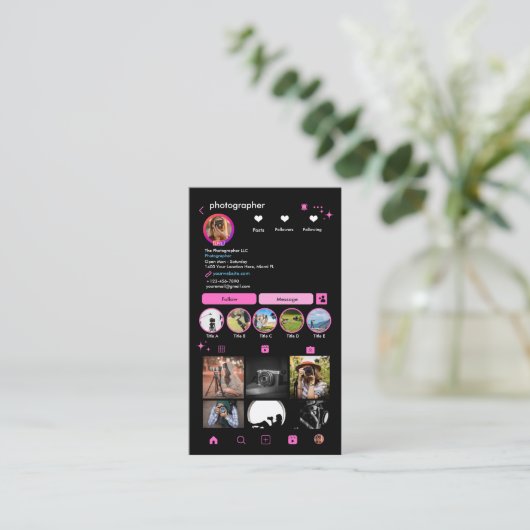 Fotograaf Instagram QR Code Visitekaartje (Staand voorkant)