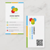 Fotograaf - kleurrijk met QR-code Visitekaartje (Voorkant / Achterkant)