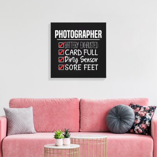 Fotograaf Life - Grappige Fotografie Checklist Canvas Afdruk (Insitu (Woonkamer))