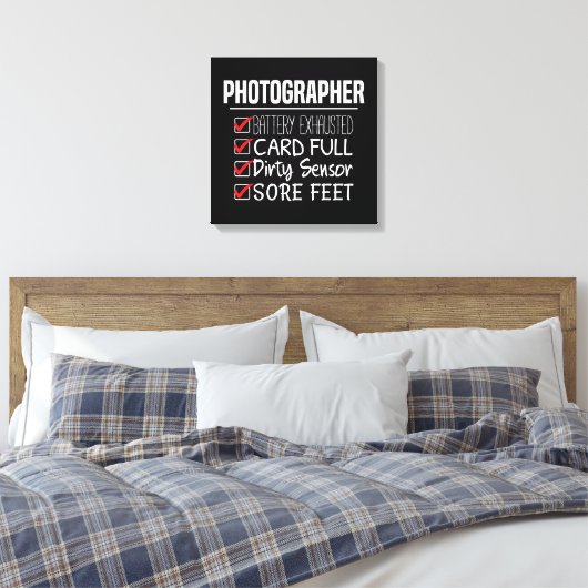 Fotograaf Life - Grappige Fotografie Checklist Canvas Afdruk (Insitu (Slaapkamer))