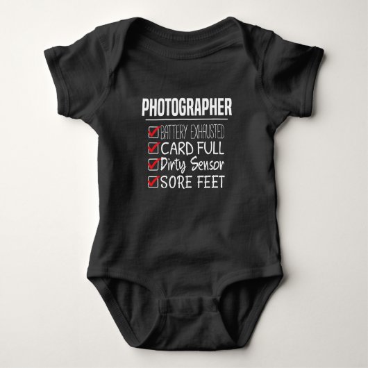 Fotograaf Life - Grappige Fotografie Checklist Romper (Voorkant)