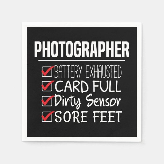 Fotograaf Life - Grappige Fotografie Checklist Servet (Voorkant)
