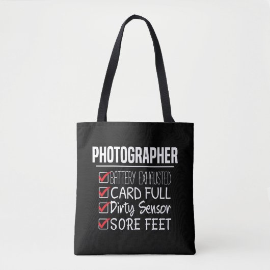 Fotograaf Life - Grappige Fotografie Checklist Tote Bag (Voorkant)