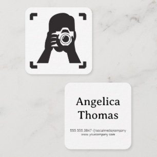 Fotograaf maakt foto vierkante visitekaartje