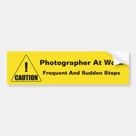 Fotograaf maakt frequente stoppen: voorzichtigheid bumpersticker (Voorkant)