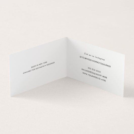 Fotograaf met moderne minimale bruiloft visitekaartje (Binnen)