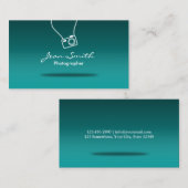 Fotograaf Minimale camera Blauwgroen fotografie Visitekaartje (Voorkant / Achterkant)