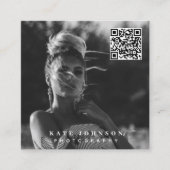 Fotograaf Minimale foto QR Code Sociale media Vierkante Visitekaartje (Voorkant)