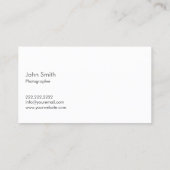 Fotograaf minimalistisch 18% grijze Kaart fotograf Visitekaartje (Achterkant)