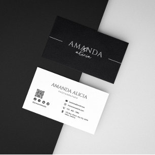 Fotograaf Minimalistische Zwart Wit QR Code Visitekaartje