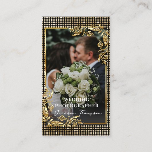 Fotograaf Modern Black & Gold Fotografie Visitekaartje (Voorkant)