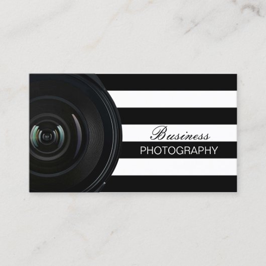 Fotograaf Modern Black & White Stripes Visitekaartje (Voorkant)