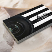 Fotograaf Modern Black & White Stripes Visitekaartje