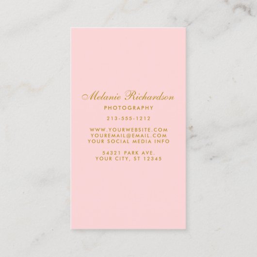 Fotograaf Modern Gold Script Foto Visitekaartje (Achterkant)