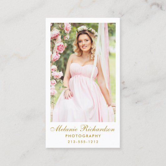 Fotograaf Modern Gold Script Foto Visitekaartje (Voorkant)