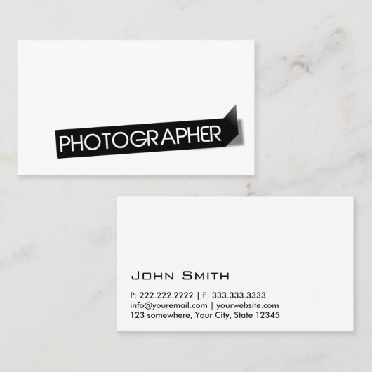 Fotograaf Modern zwart label Eenvoudige plaat (Voorkant / Achterkant)