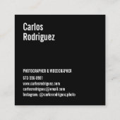 Fotograaf moderne foto eenvoudig zwart-wit vierkante visitekaartje (Achterkant)