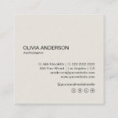 Fotograaf Moderne Foto QR Code Neutrale Tone Vierkante Visitekaartje (Achterkant)