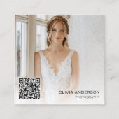 Fotograaf Moderne Foto QR Code Neutrale Tone Vierkante Visitekaartje (Voorkant)