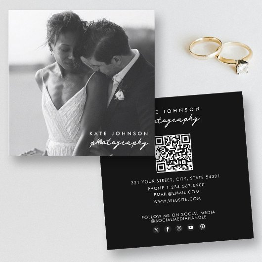 Fotograaf Moderne Script Fotografie QR Code Vierkante Visitekaartje