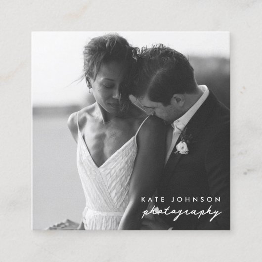 Fotograaf Moderne Script Fotografie QR Code Vierkante Visitekaartje (Voorkant)