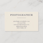 Fotograaf Monogram Elegante Marine Blue Cream Visitekaartje (Achterkant)