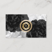 Fotograaf Monogram Gold Shutter Black Floral Visitekaartje (Voorkant)