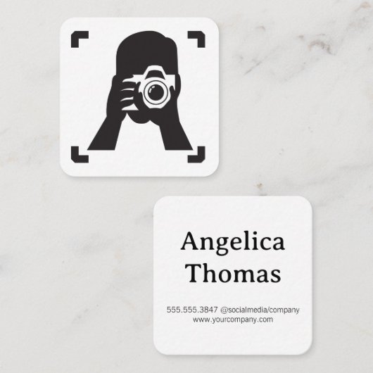 Fotograaf neemt Afbeelding Vierkante Visitekaartje (Voorkant / Achterkant)