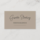 Fotograaf Neutraal Taupe Script QR Code Visitekaartje (Voorkant)