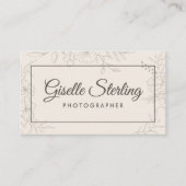 Fotograaf Neutral Ivory Floral Elegant Script Visitekaartje (Voorkant)