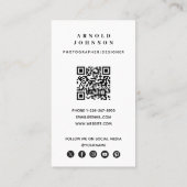 Fotograaf Ontwerper Foto Sociale Media QR Code Visitekaartje (Achterkant)