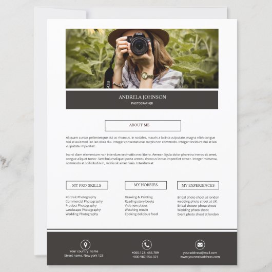 Fotograaf over mij Pagina sjabloon (Voorkant)